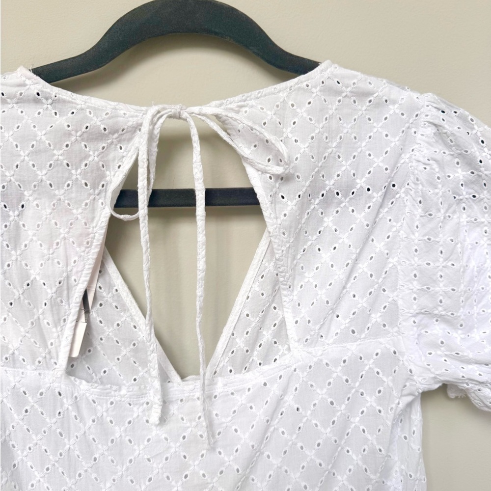 Zara White Eyelet Dress with Tie Back - Picture 4 of 8